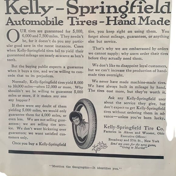 Vintage 1916 Kelly Springfield Auto Tires Hand Made Advertisement Ad Advertising - Picture 5 of 8